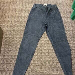 Stylish Women's Suede Pants in Deep Blue